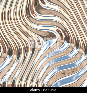 Smooth glossy chromed warped reflective metal surface texture Stock Photo