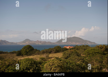 View of St Kitts from St Thomas the oldest Anglican Church in the Caribbean Stock Photo