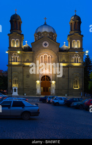 Burgas town, St. Kiril i Metodi church (Cyril and Methodius), night cathedral, Black Sea, Balkans, Bulgaria Stock Photo