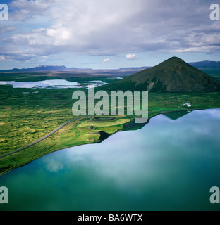 Pseudocraters in Lake Myvatn, Northern Iceland Stock Photo