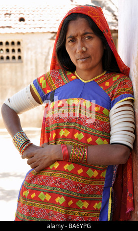 Tribal woman from Nirona Village in Kutch Stock Photo