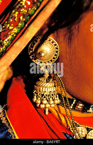 India, Rajasthan State, Ghanerao area, earring Stock Photo