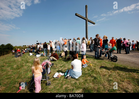 Way of the cross Good Friday church procession on the Haniel pile of the coal mine Prosper Haniel, Bottrop, Germany. Stock Photo