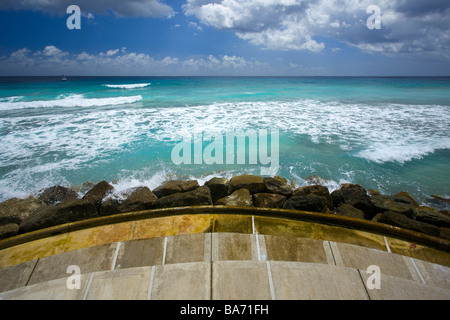 Newly built boardwalk in the South Coast of Barbados from Hastings to Rockley Beach, Barbados, 'West Indies' Stock Photo