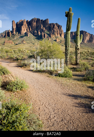 Superstition Mountains in Tonto National Forest Arizona Stock Photo