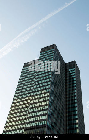 London skyscraper, architecture office tall glass building with blue sky background, daytime, UK, England, Europe, EU Stock Photo