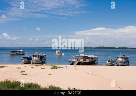 Amazon River Waterfront and beach, Santarem, Amazon, Brazil, South America Stock Photo