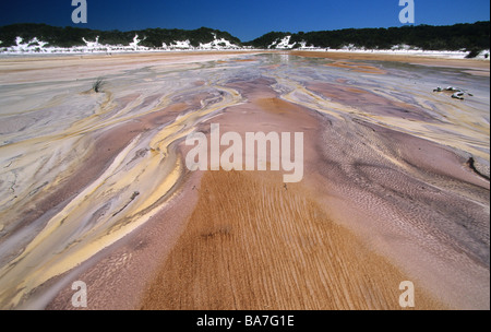 Tannin coloured water flows into Lake Boomanjin, Fraser island, Great Barrier Reef, Australia Stock Photo