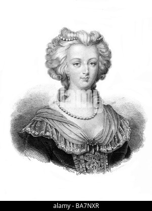Marie Antoinette, 2.11.1755 - 16.10.1793, Queen consort of France 10.5.1774 - 21.9.1792, portrait, steel engraving by Delpierre, 19th century, Artist's Copyright has not to be cleared Stock Photo