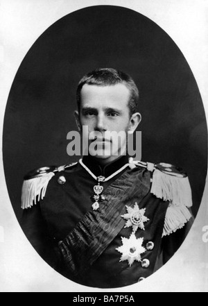 Rudolf, 21.8.1858 - 30.1.1889, Crown Prince of Austria-Hungary, portrait, aged 21, wearing the uniform of the Bavarian Heavy Cavalry Regiment No. 2, 1879, Stock Photo