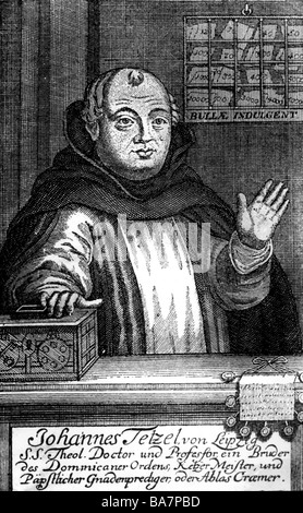Tetzel, Johann, circa 1465 - 11.8.1519, German Dominicain preacher, pardoner, half length, after a copper engraving, 16th century, , Artist's Copyright has not to be cleared Stock Photo