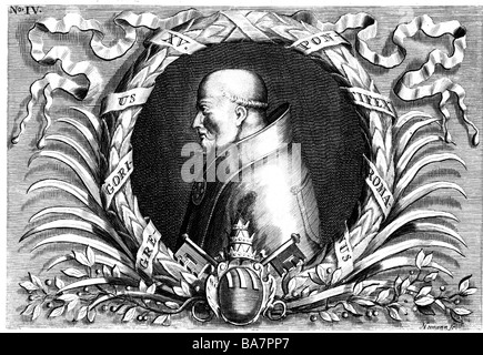 Gregory XV (Alessandro Ludovisi), 9.1.1554 - 8.7.1623, Pope 9.2.1621 - 8.7.1623, portrait, copper engraving by Homann,17th century,  , Artist's Copyright has not to be cleared Stock Photo