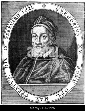 Gregory XV (Alessandro Ludovisi), 9.1.1554 - 8.7.1623, Pope 9.2.1621 - 8.7.1623, portrait, copper engraving, 17th century, Artist's Copyright has not to be cleared Stock Photo