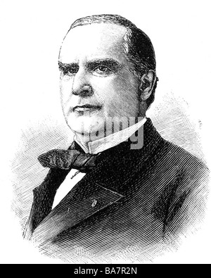 McKinley, William, 29.1.1843 - 14.9.1901, American politician (Rep.), 25th President of the USA 4.3.1897 - 14.9.1901, portrait, wood engraving, 19th century, , Stock Photo