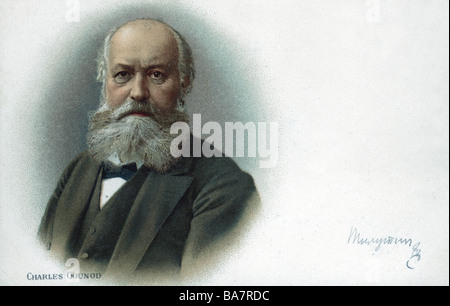 Gounod, Charles, 17.6.1818 - 17.10.1893, French composer, portrait, coloured chromolithograph on picture postcard, Stock Photo