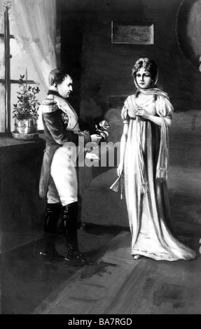 Louise, 10.3.1776 - 19.7.1810, Queen Consort of Prussia, meeting with Emperor Napoleon I of France at Tilsit, 6.7.1807, Illustration, late 19th century, , Stock Photo