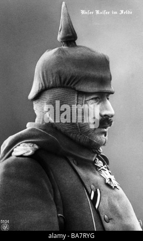 William II, 27.1.1859 - 4.6.1941, German Emperor 15.6.1888 - 9.11.1918, visiting the front, Lyck, Poland, 14.2.1915, postcard, , Stock Photo