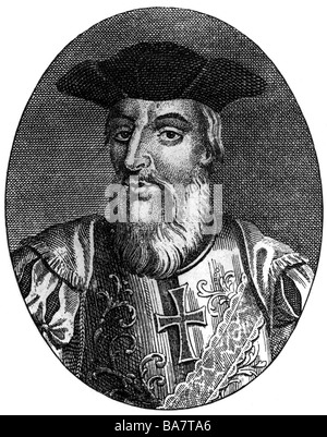Gama, Vasco da, circa 1469 - 24.12.1524, Portuguese navigator,  copper engraving, 16th century, Artist's Copyright has not to be cleared Stock Photo
