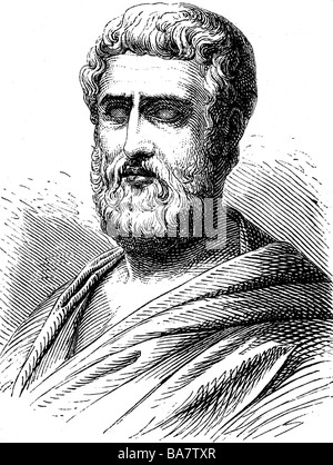 Sophocles, 496 - 406 BC, Greek poet, actor, statesman, portrait, wood engraving, after a bust in the Vatican Museums, , Stock Photo