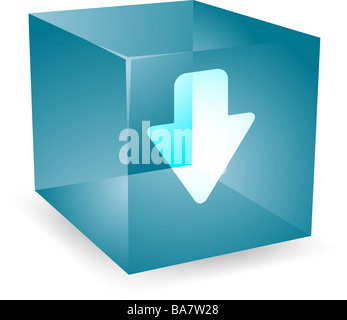 icon on translucent cube shape illustration Stock Photo