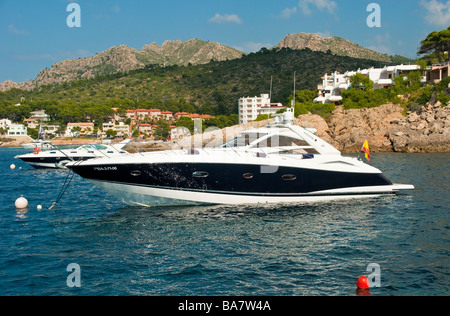 Yachts anchoring in front of Sant Elm Majorca Baleares Spain | Yachten ankern vor Sant Elm Mallorca Balearen Spanien Stock Photo