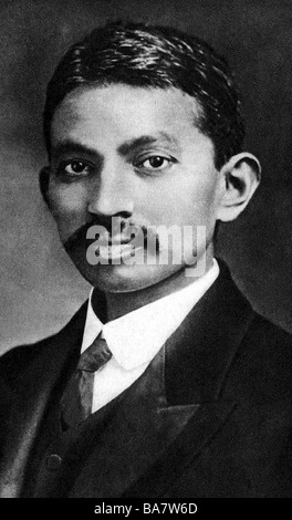 Gandhi, Mohandas Karamchand called Mahatma, 2.10.1869 - 30.1.1948, Indian politician, portrait, as young man, , Stock Photo