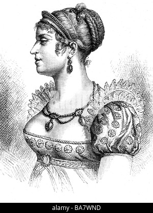 Marie Louise, 12.12.1791 - 12.12.1847, Empress Consort of France 2.4.1810 - 6.4.1814, portrait, wood engraving, mid 19th century,  ,