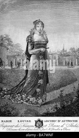 Marie Louise, 12.12.1791 - 12.12.1847, Empress Consort of France 2.4.1810 - 6.4.1814, full length, in the park of Saint Cloud,  copper engravng by Rados, 1810, , Artist's Copyright has not to be cleared