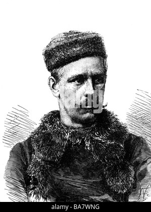 Nansen, Fridtjof, 10.10.1861 - 13.5.1930, Norwegian Polar explorer, scientist, portrait, wood engraving, 1888, Stock Photo