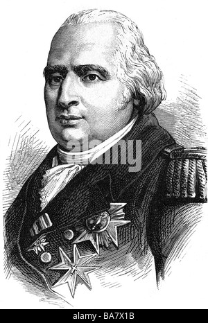 Louis XVIII, 17.11.1755 - 16.9.1824, King of France 2.4.1814 - 16.9.1824, portrait, wood engraving, 19th century, , Stock Photo