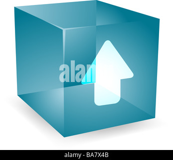 icon on translucent cube shape illustration Stock Photo