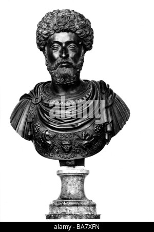 Marcus Aurelius Antoninus, 26.4.121 - 17.3.180, Roman Emperor 7.3.161 - 17.3.180, portrait, bust, circa 1500, Bavarian National Museum, Munich, , Stock Photo