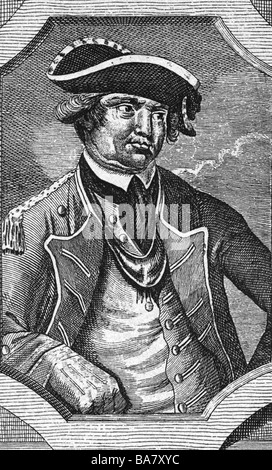 Putnam, Israel, 7.1.1718 - 29.5.1790, American general, half length, German copper engraving, 18th century, , Artist's Copyright has not to be cleared Stock Photo