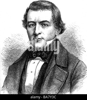 Hansemann, David Justus Ludwig, 17.7.1794 - 4.8.1864, German businessman and politician, portrait in younger days, wood engraving by Adolf Neumann, 19th century, Stock Photo