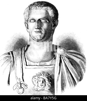 Claudius (Tiberius C. Caesar Augustus Germanicus), 1.8.10 BC - 13.10.54 AD, Roman Emperor  25.1.41 - 13.10.54, portrait, bust, wood engraving, 19th century, Museo Capitolino, Rome, Stock Photo