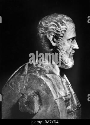 Isocrates, 436 - 338 BC, Greek rhetorician, founder of rhetoric school in Athens, portrait, side face, bust, marble, Villa Albani, Rome, Italy, Stock Photo