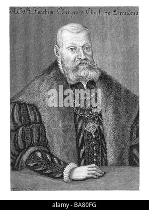 Joachim II Hector, 9.1.1505 - 3.1.1571, Elector of Brandenburg 1535 - 1571, half length, wood engraving, after contemporaneous painting, Artist's Copyright has not to be cleared