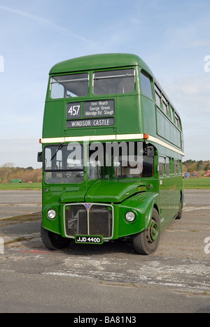 Three quarters front view of JJD 440D 1966 AEC Routemaster R2R London Transport RML 2440 at the Cobham Bus Museum Annual Spring Stock Photo
