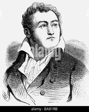 Cadoudal, Georges, 1.1.1771 - 25.4.1804, French general, Chief of the Chouans 1793 - 1800, portrait, wood engraving, 19th century, , Stock Photo