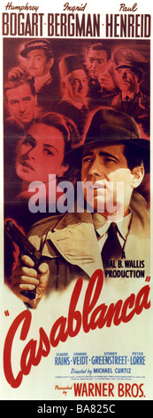 CASABLANCA - Poster for 1942 Warner film with Humphrey Bogart
