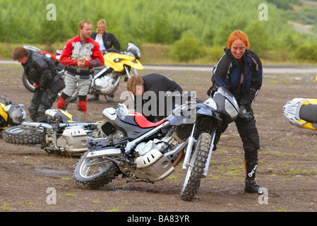 BMW off-road motorcycle training - Wales Stock Photo - Alamy