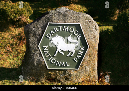 Dartmoor National Park sign, Devon, England.