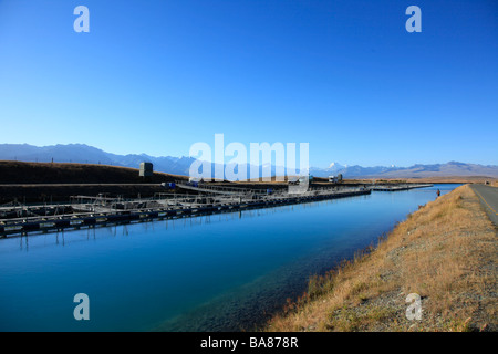 Fresh water canal for power generation, Canterbury,South Island,New Zealand Stock Photo