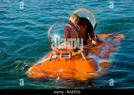 Private German submarine nemo 100 under water Stock Photo