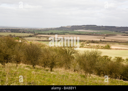 view to Whiteleaf Cross over the Vale of Aylesbury from Lodge Hill Stock Photo