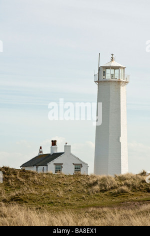 Walney Lighthouse on Walney Island Nature Reserve Barrow in Furness Cumbria Uk Stock Photo