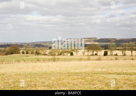 view over Buckinghamshire countryside from Lodge Hill towards Whiteleaf Cross Stock Photo