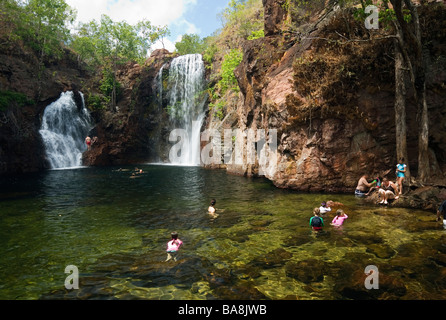 Swimmers at Florence Falls in Litchfield National Park, Northern Territory, AUSTRALIA