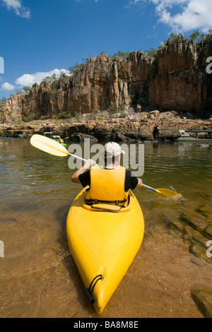 Kayaking in Nitmiluk (Katherine Gorge) National Park. Katherine River, Northern Territory, AUSTRALIA