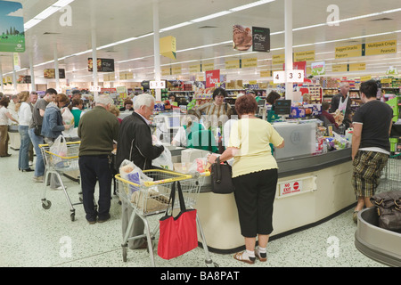 Checkout tills in Morrisons supermarket Gibraltar Stock Photo